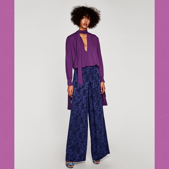 Zara Pants - 🆕 Zara Woman Wide-Leg Jacquard Trousers